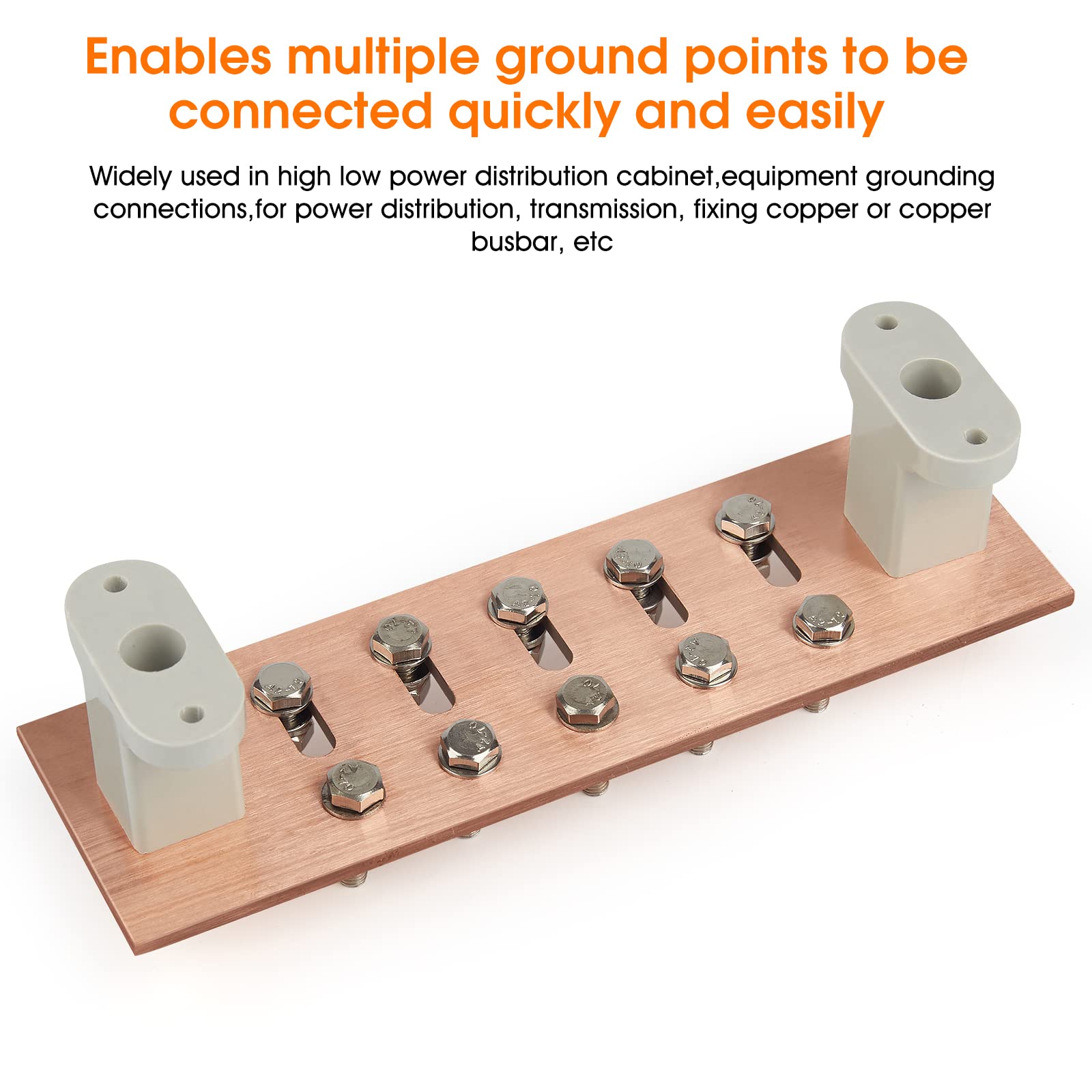 Produktbild von MUCKLILY Erdungsschienen-Set 2x6 Klemmen – Kupfer-Sammelschiene, 8,2x2,1 Cm, Für Verteiler & Elektrische Systeme
