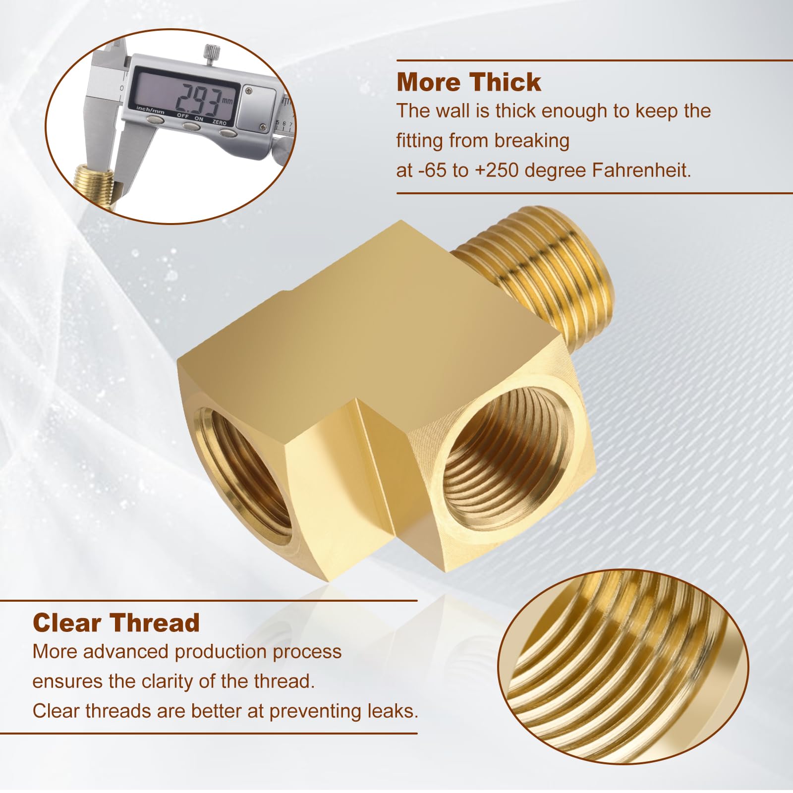  Snapklik.com : Boeray 2pcs 3/8" Brass Tee Fittings 3/8" NPT Female Pipe Bildidee 