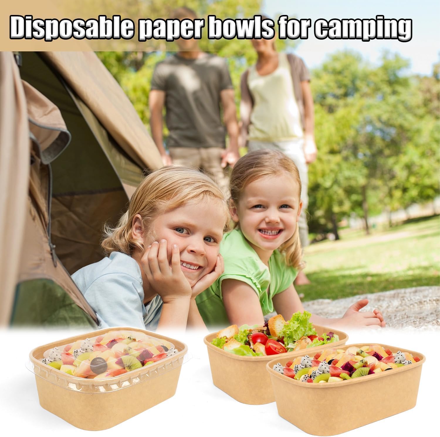 Disposable Food Containers, 50 Pack 22 Oz Meal Prep Containers Disposable Paper Meal Prep Containers With Lids Paper Food Containers, Disposable Lunch Contaainers (6.7" L x 4.7" W x 2.1" H)