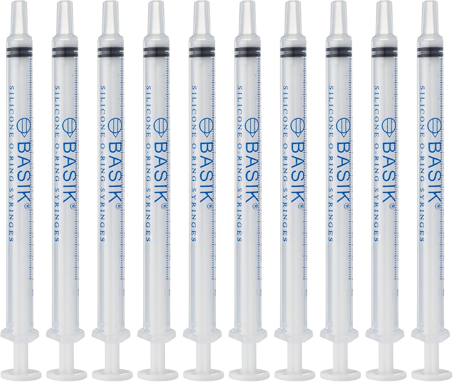 BASIK Silicone 1cc O Ring Slip Tip Reusable Feeding Syringe 10/Pack | Caps Included, Individually Wrapped, For Hand Feeding Small Animals, For Measurements