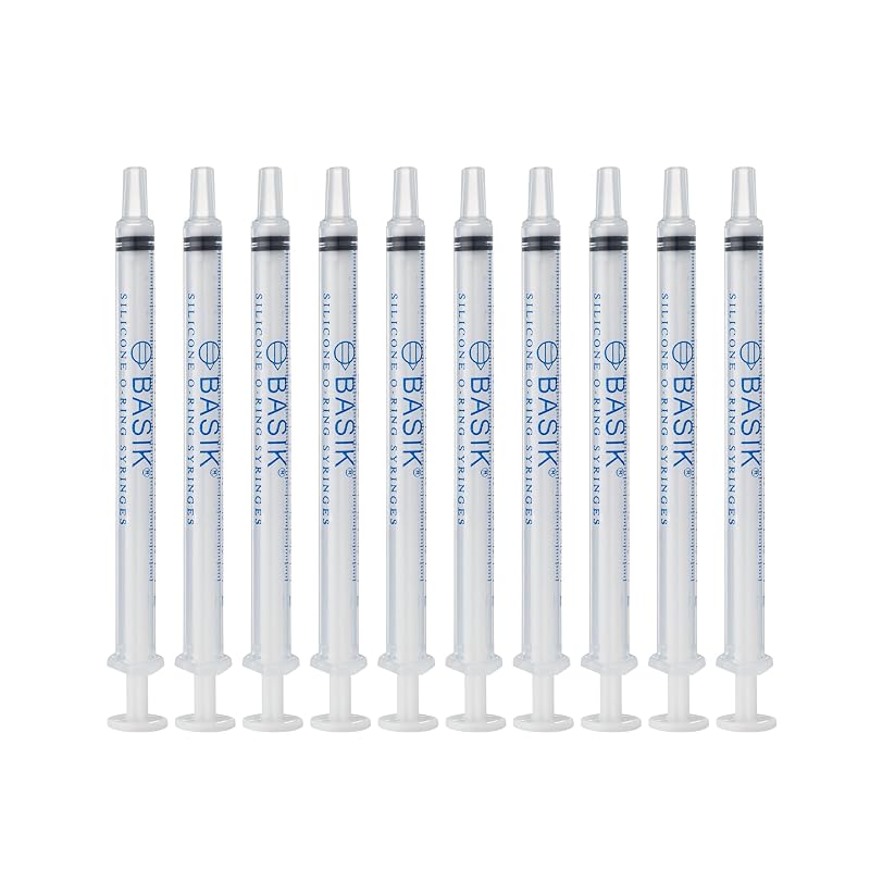 Seringa reutilizável de silicone BASIK com ponta Slip Tip e anel O, 1 mL, pacote com 10