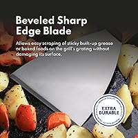 Vista 4 de New Star Foodservice 38309 Rascadores de parrilla de borde inclinado con mango de madera, 4 x 8.5 pulgadas