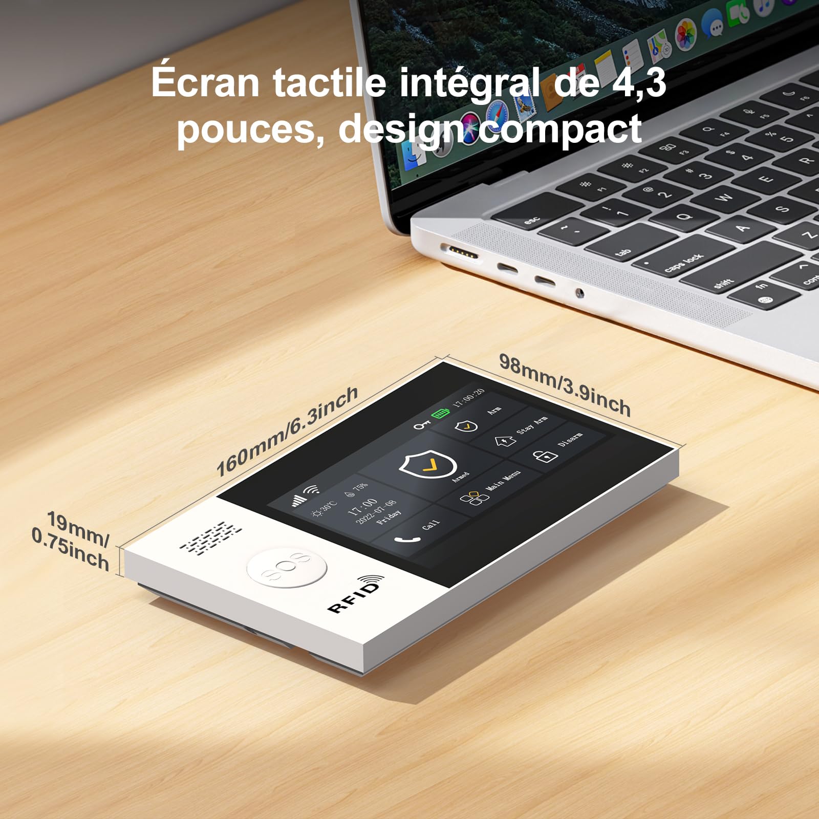 LWOHSI Alarme Maison avec HD Caméra,écran Tactile 4,3 Pouces,Capteurs De Porte et De Mouvement,Sirène 120 DB,Alertes D'application,sans Abonnement Mensuel,Compatible avec Alexa et Google