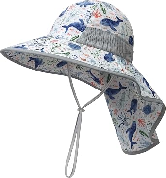 icolor Kids Sun Hat UPF50+ Sun Protection Bucket Hat Toddler Summer Beach Play Hats with Neck Flap for Girl Boy Ages 310
