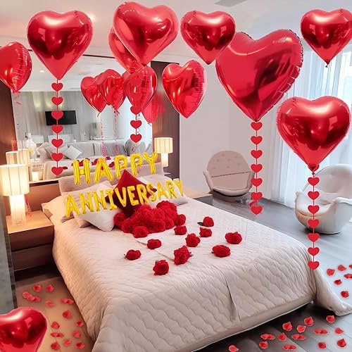 Miniatura 2 de Decoraciones de feliz aniversario, decoración romántica de globos para el día de San Valentín, kit de arco, pancarta de feliz aniversario,
