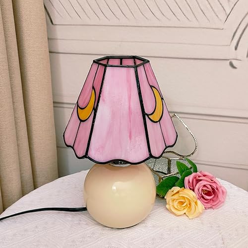 Miniatura 9 de Lámpara de hongo, lámpara de vitral, lámpara de luna Tiffany, lindas lámparas de mesita de noche pequeñas para sala de estar, decoración del hogar,