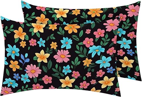 Miniatura 8 de Juego de 2 fundas de almohada retro de los años 70 de tamaño estándar, fundas de almohada de microfibra suave y transpirable con cierre de sobre,