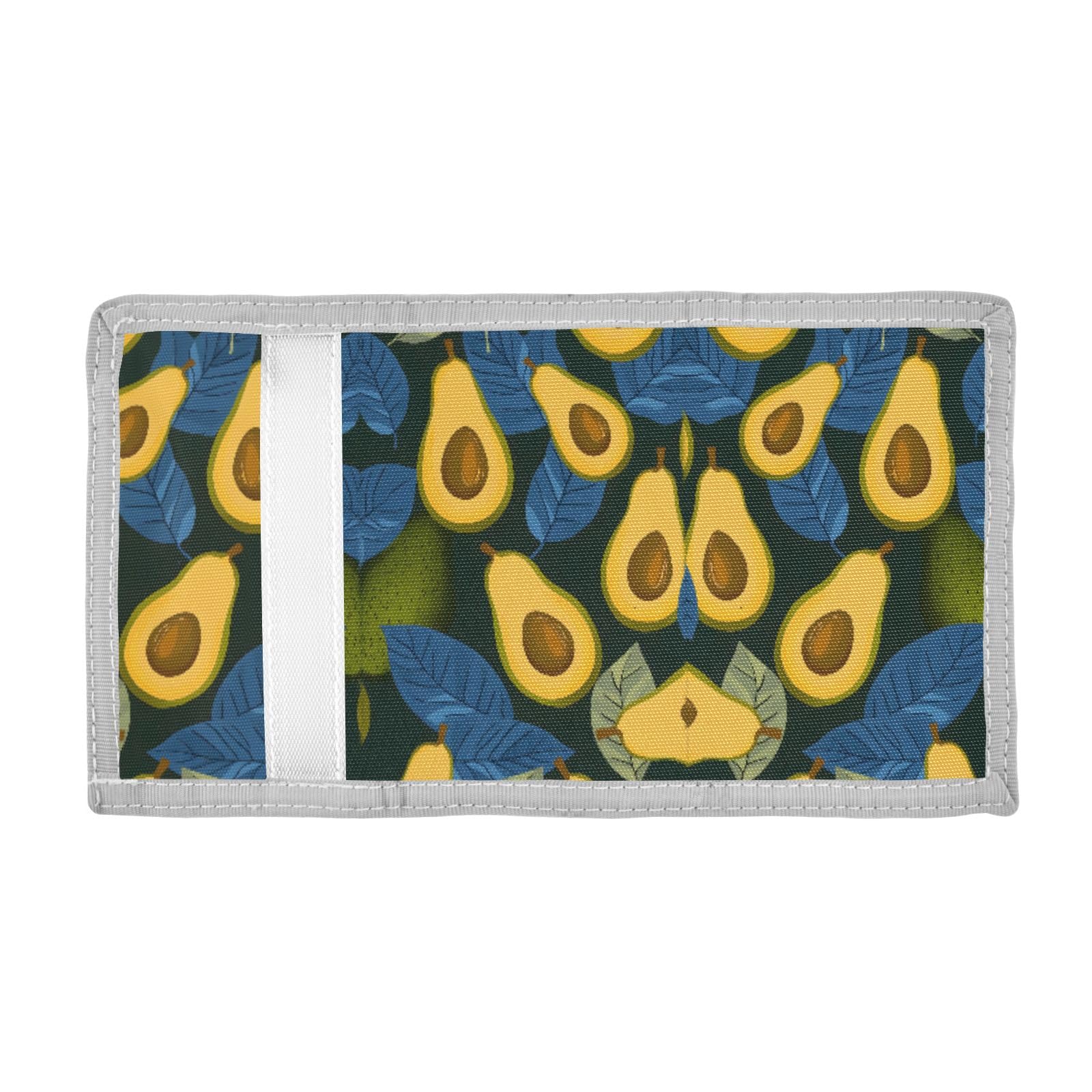 ALAZA Kids Wallets for Boys Girls Toddler Trifold Wallet Children Small Avocado Blue Leaves with Zipper Coin Pocket