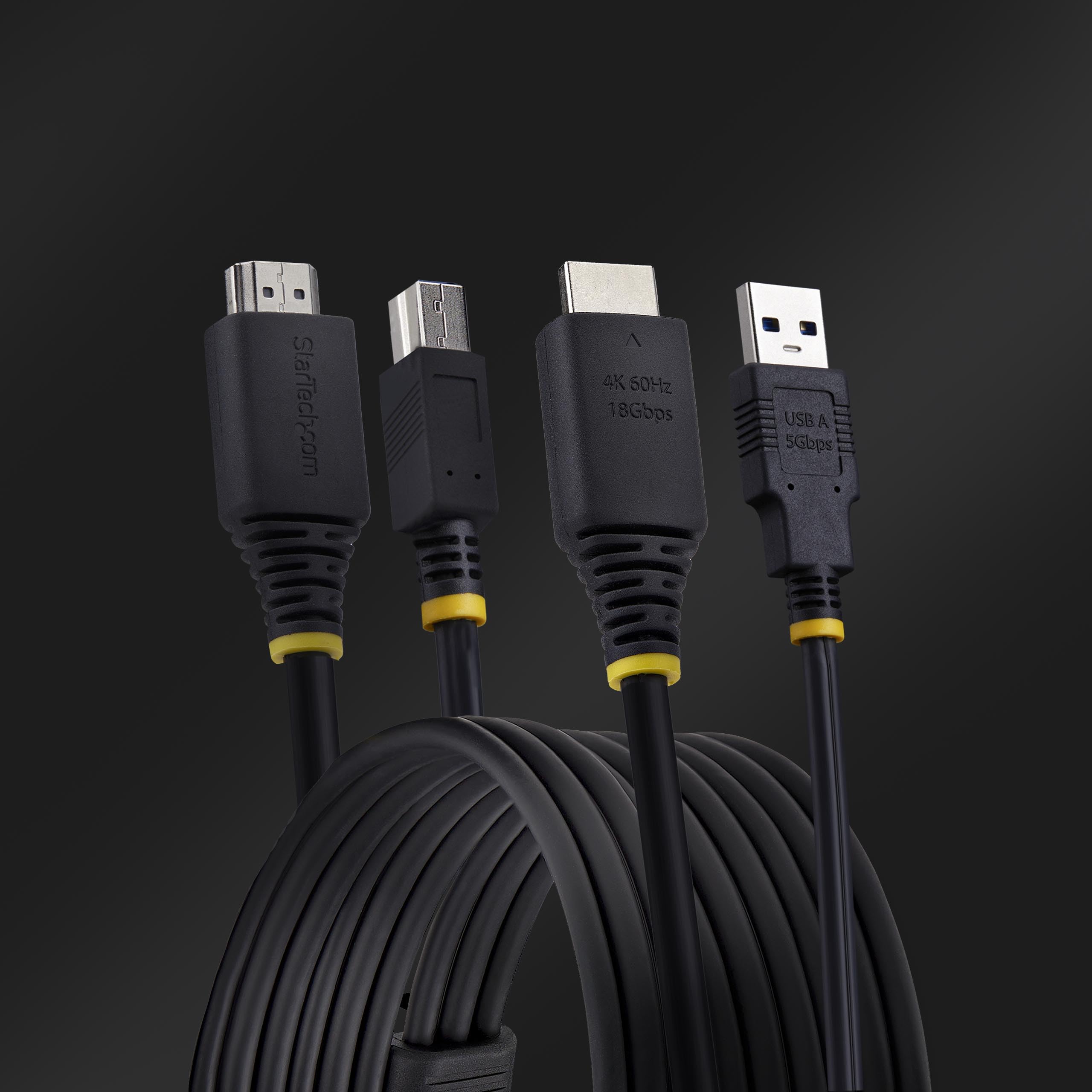 StarTech Câble KVM HDMI 1, 8m, USB 5Gbps, 4K 60Hz (HU1226-KVM-CABLE) | Station d'accueil KVM, Dock, Commutateur KVM, Compatibilité universelle