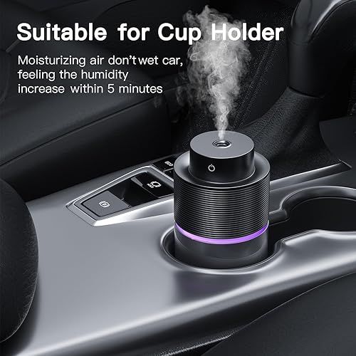 Miniatura 2 de Humidificador para automóvil, humidificadores de niebla fría de 10.1 fl oz, mini humidificador USB, humidificador personal con luz nocturna, 2 modos