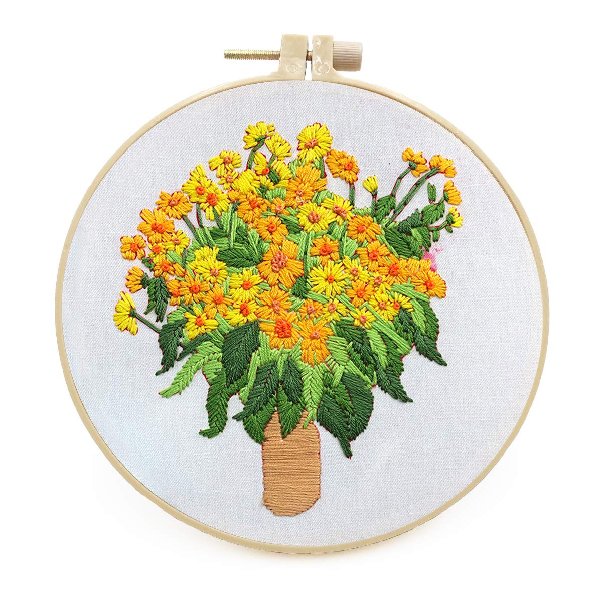 Embroidery Starter Kit with Pattern and Instructions, Cross Stitch Set, Full Range of Stamped Embroidery Kits for Beginner and Adults- (Florals)
