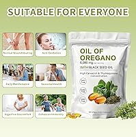 Vista 6 de Cápsulas blandas de aceite de orégano – Aceite de orégano con aceite de semilla negra de 6000 mg Aceite de orégano 2 en 1 Sin OMG – Sin gluten