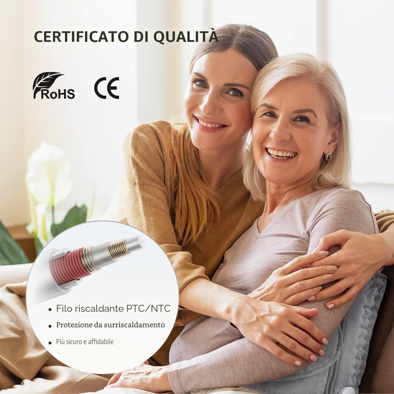 Termoforo, AOROY 126 X 30CM Termoforo Elettrico con Spegnimento Automatico e Protezione da Surriscaldamento, Termoforo 6 Livelli di Temperatura 4 Impostazioni di Tempo, Lavabile in Lavatrice