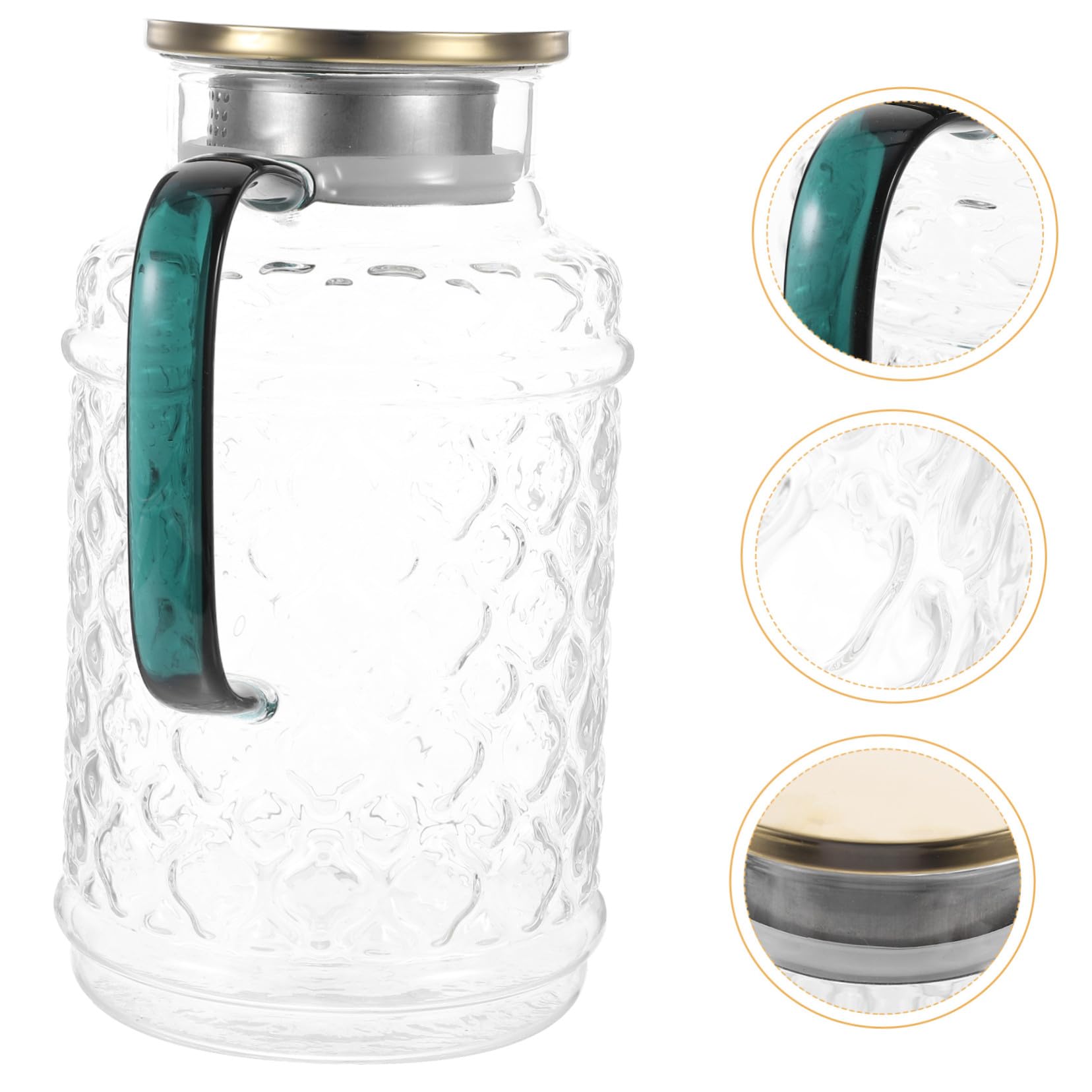 Jarra de Agua Fría Fácil de Almacenar de Vidrio Grueso con Tapa de 1.7l Diseño Clásico y Práctico para Uso en Sala o Cocina