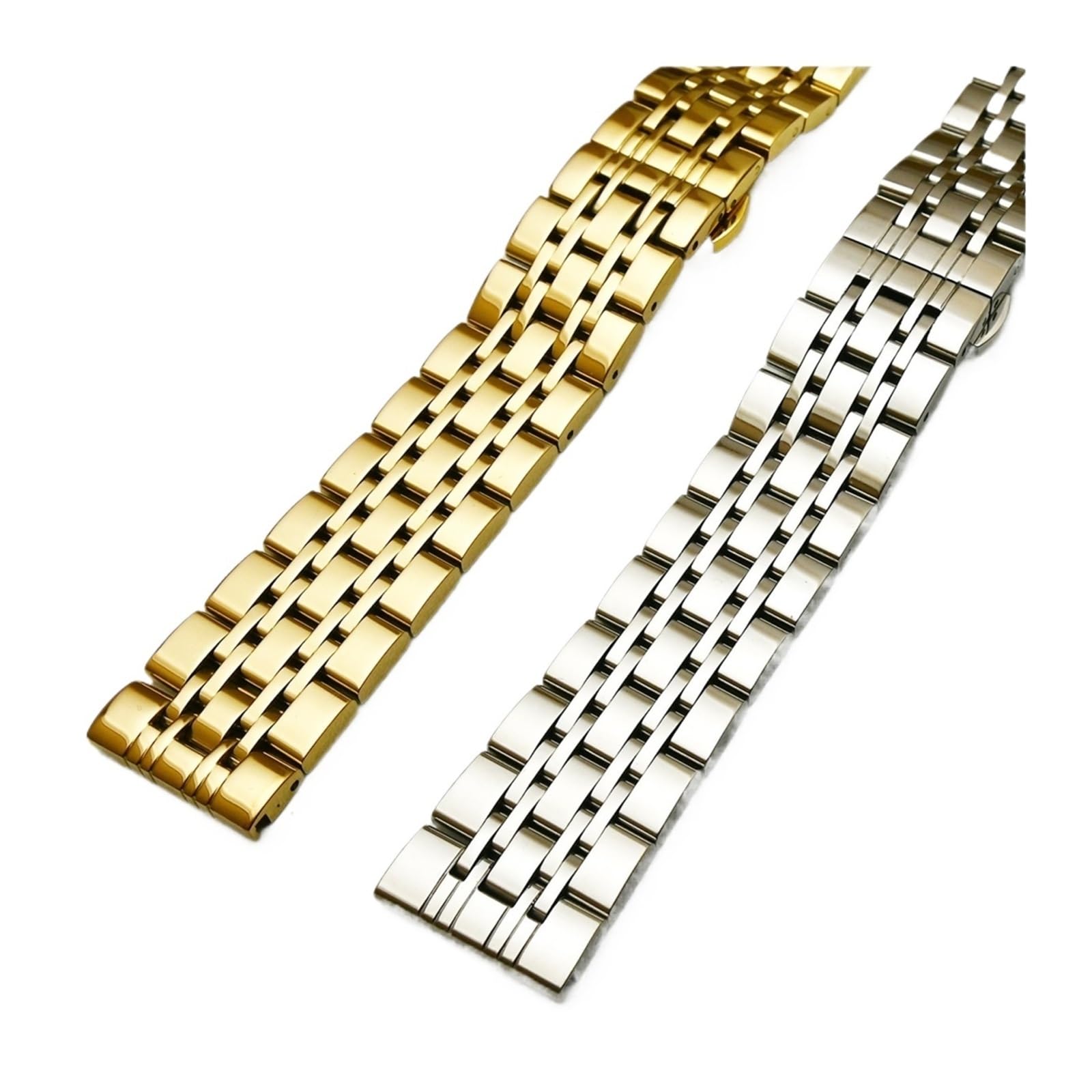 HMFang Bracelet de montre en acier inoxydable 12 mm 16 mm 18 mm 19 mm 20 mm 22 mm 24 mm Bracelet de montre compatible avec les montres mécaniques à quartz (argent, rose doré, 24 mm)