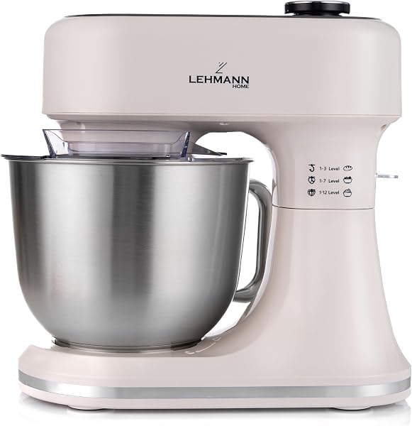 LEHMANN Robot planetarny kuchenny Aristo z wyświetlaczem, 1500 W, funkcją fermentacji i ogrzewania, waga, 12 prędkości, timer, miska 5 l, mikser, grzanie misy