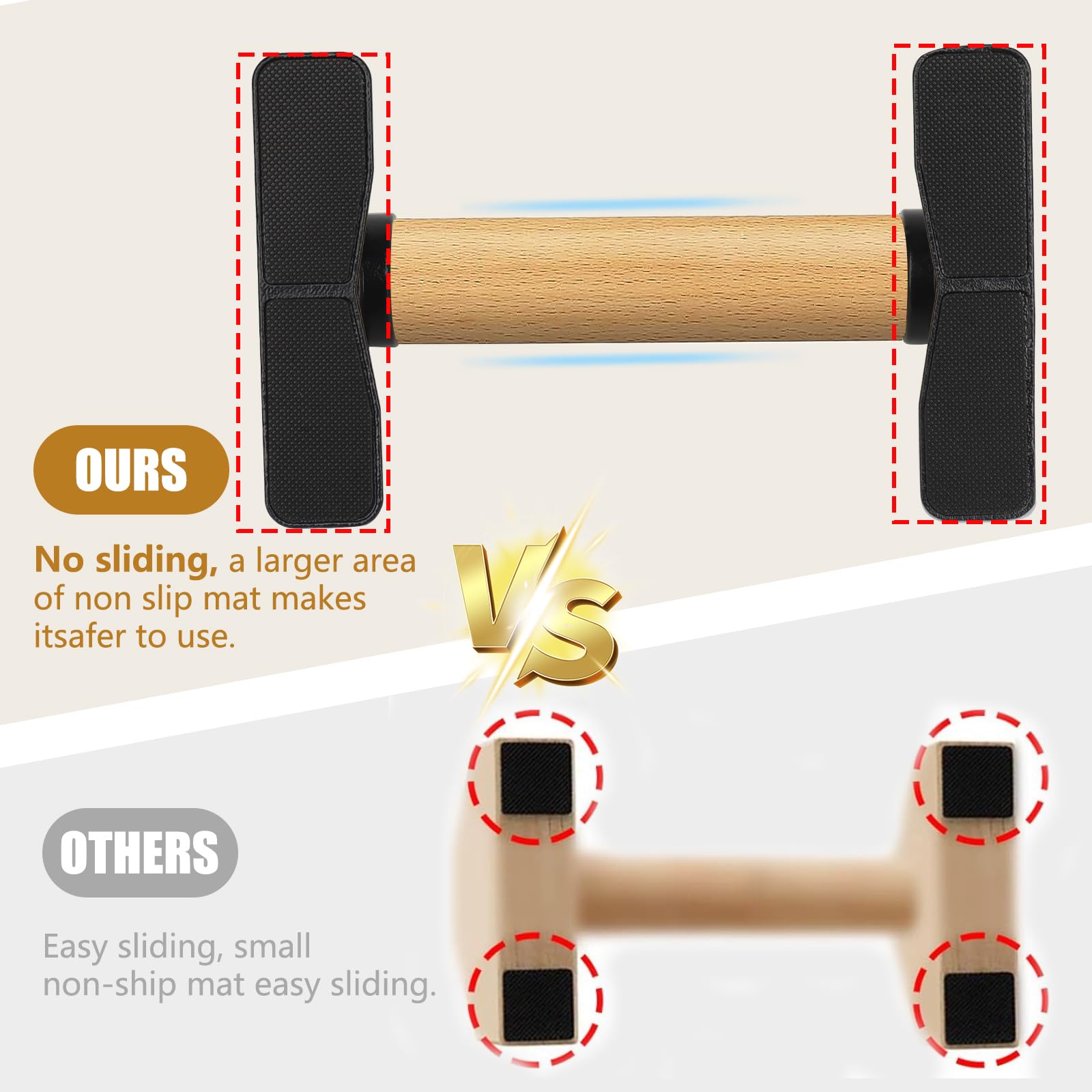 Barre parallele in legno massiccio, antiscivolo, con robuste staffe in metallo, capacità di carico 362,9 kg, per fitness e allenamenti a pavimento