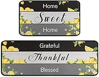 Vista 12 de Juego de 2 alfombras decorativas de café, antideslizantes, lavables, absorbentes, de microfibra para el suelo de la cocina, de 17"x47" + 17"x30