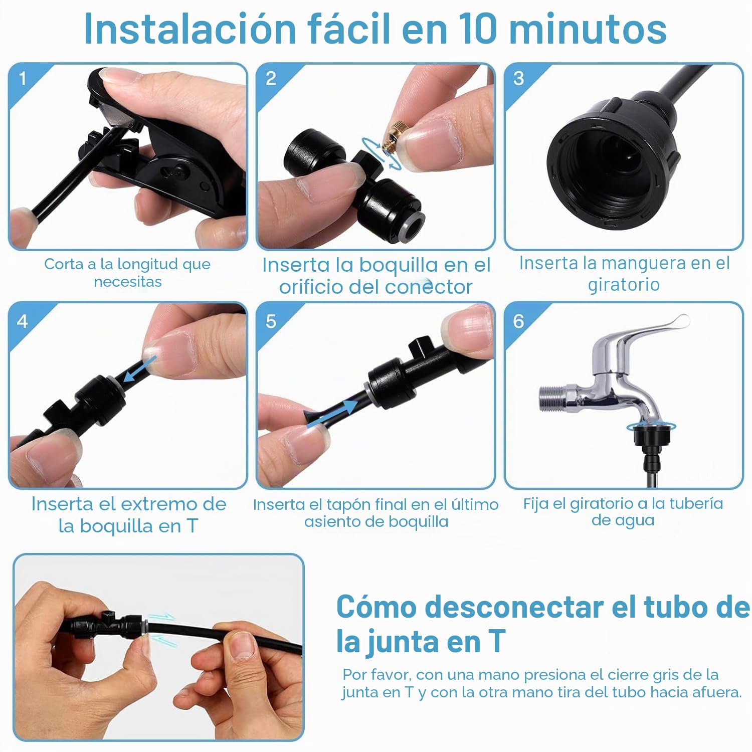 103PCS Kit Nebulizador Terraza, 18M Sistema Nebulización Sistema Riego Automático con 20 Boquilla de Nebulizadora de Latón+ 20 Conector de Boquilla Tobera T, para Giardino, Sombrillas
