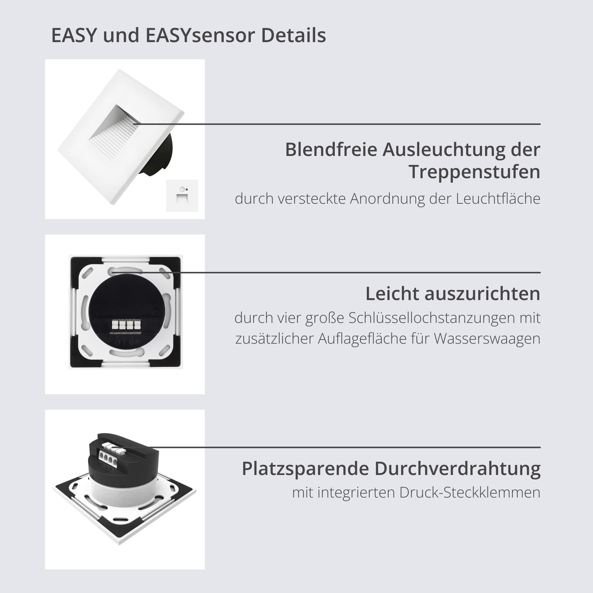 Treppenleuchte EASY 1,5 W 3000K warmweiß | weiß | Mit Sensor