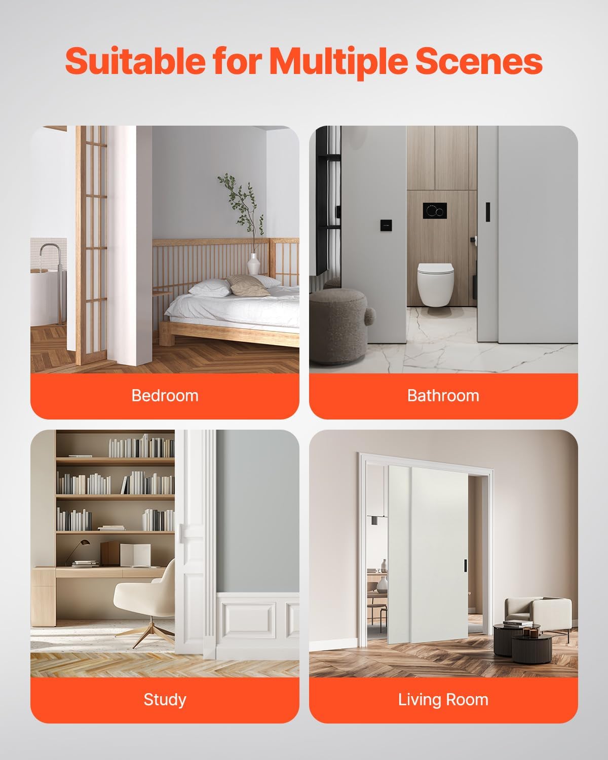 VEVOR Bypass Door Hardware, 5ft Heavy Duty Bypass Sliding Door Hardware Kit, Aluminum Alloy Sliding Closet Door Hardware Set for 2 Door System, Fit Door Thickness 1 3/8" - 1 3/4", Easy to Install
