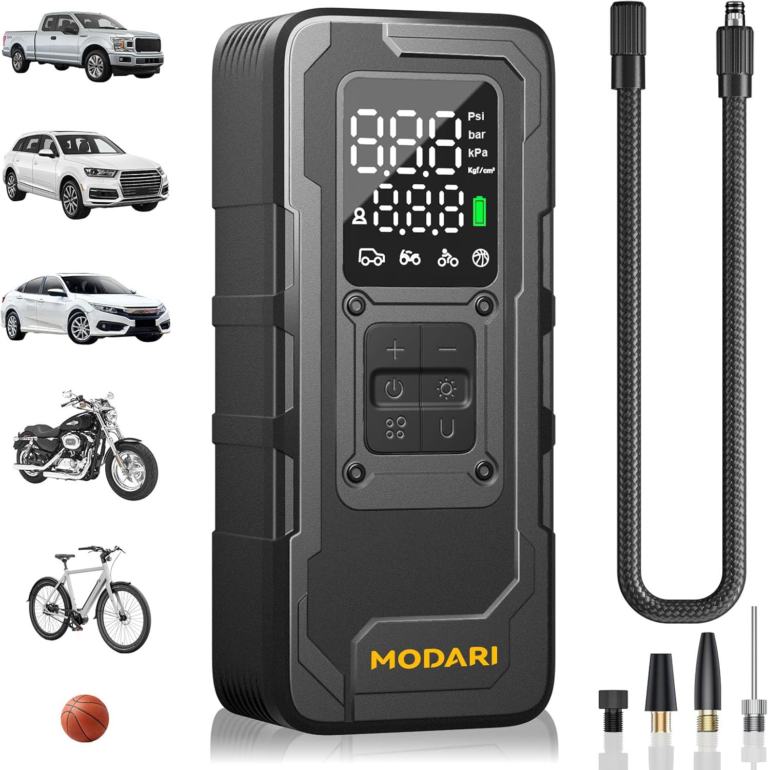 Tire Inflator Portable Air Compressor, Up to 160 PSI Car Tire Inflator, Cordless Air Pump, Portable Tire Pump with Gauge - Portable Tire Inflators for Car, Light Pickup, Bike and More