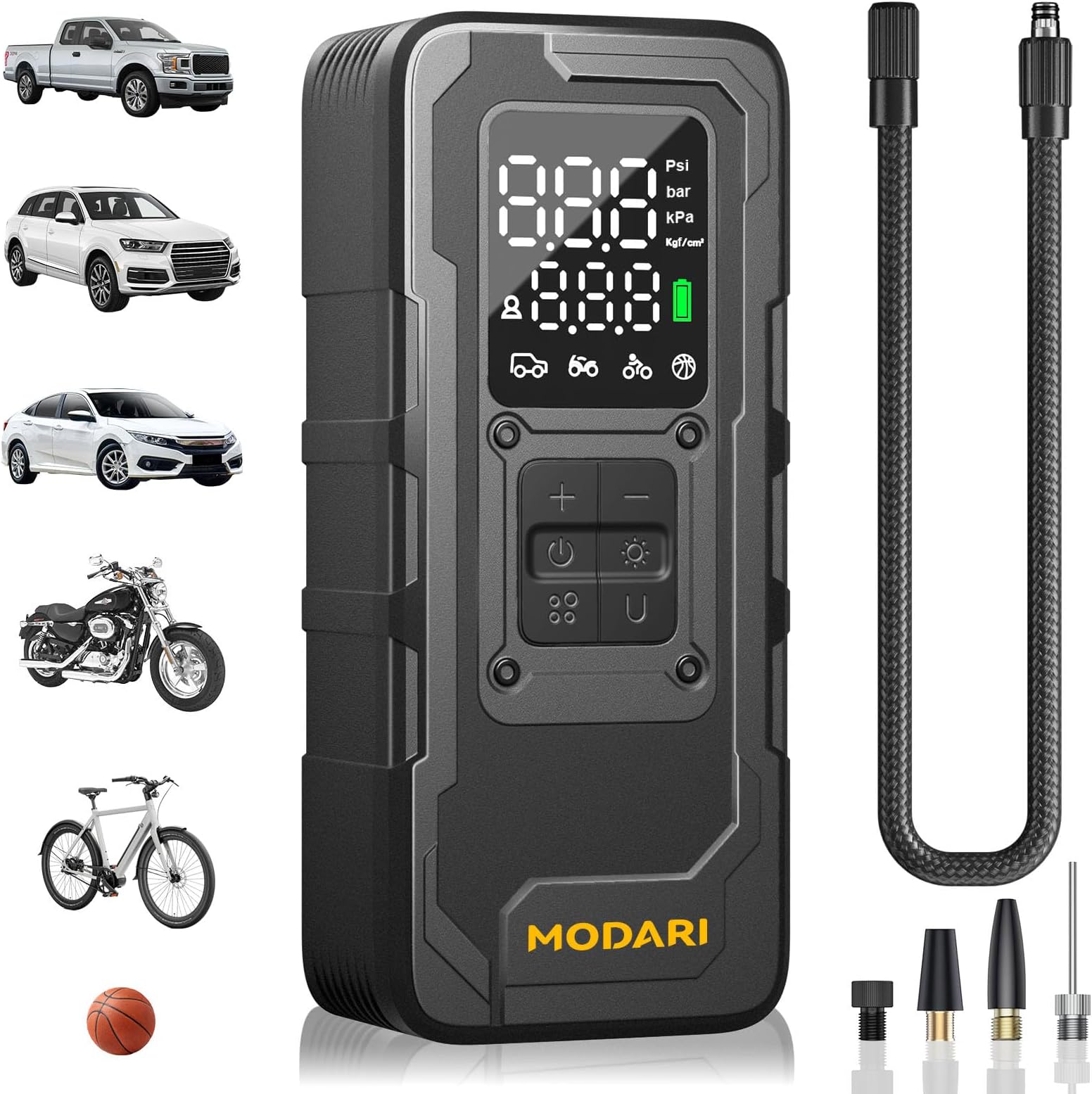 Tire Inflator Portable Air Compressor, Up to 160 PSI Car Tire Inflator, Cordless Air Pump, Portable Tire Pump with Gauge - Portable Tire Inflators for Car, Light Pickup, Bike and More