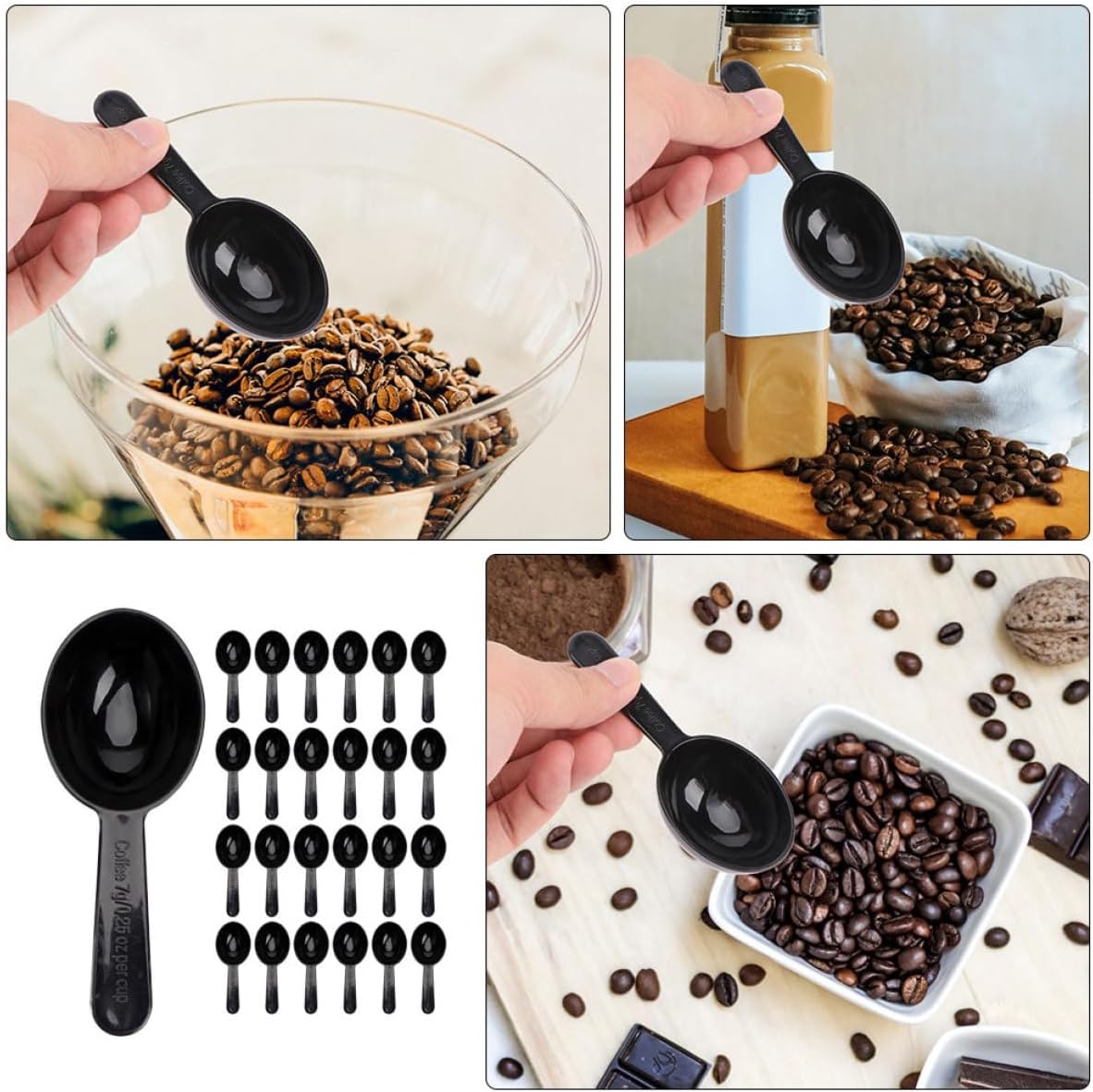 50pcs Coffee Scoop and Measuring Spoon Set 15ml Plastic Multi-function Tea and Coffee Measuring Spoons for Kitchen Brewing