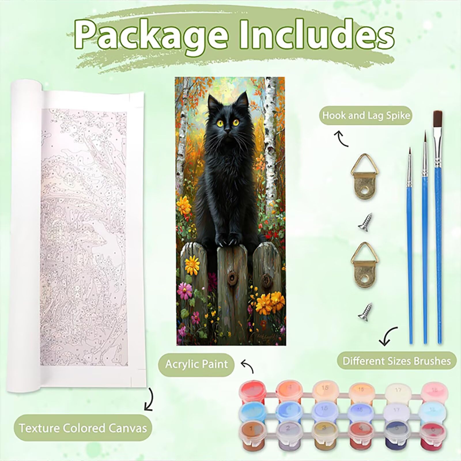 Malen Nach Zahlen 50x150cm Leinwand Chrysanthemum Malen Nach Zahlen Erwachsene mit Ohne Rahmen, DIY Kreativ Set für Erwachsene mit Pinseln und Acrylfarbe, Zimmer Deko Katze Landschaft Geschenk, P0M452