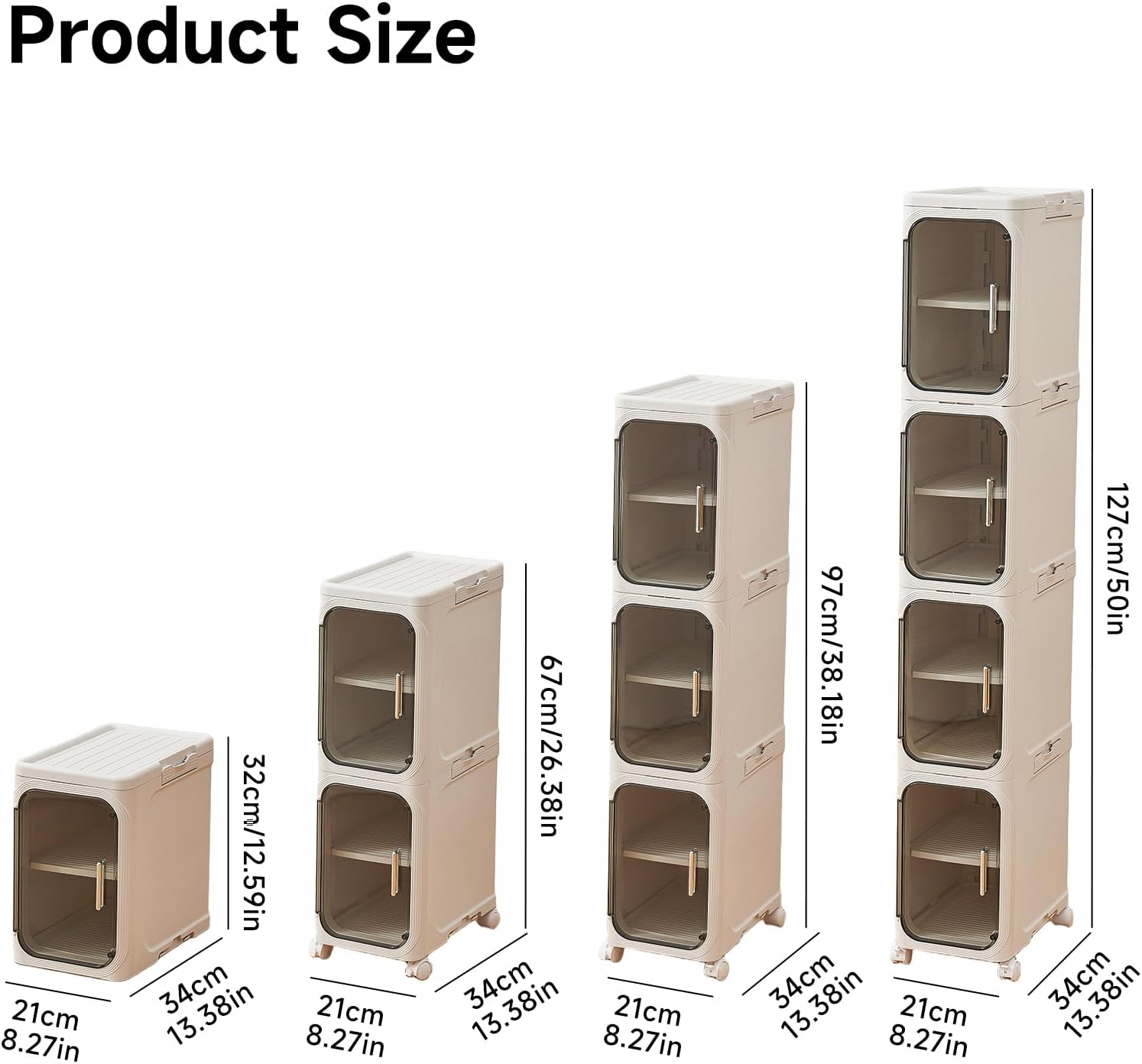 4-Tier Narrow Storage Cabinet with Magnetic Doors and Shelves, Plastic Slim Bathroom Organizers and Storage with Wheels for Small Spaces Bathroom, Kitchen, White
