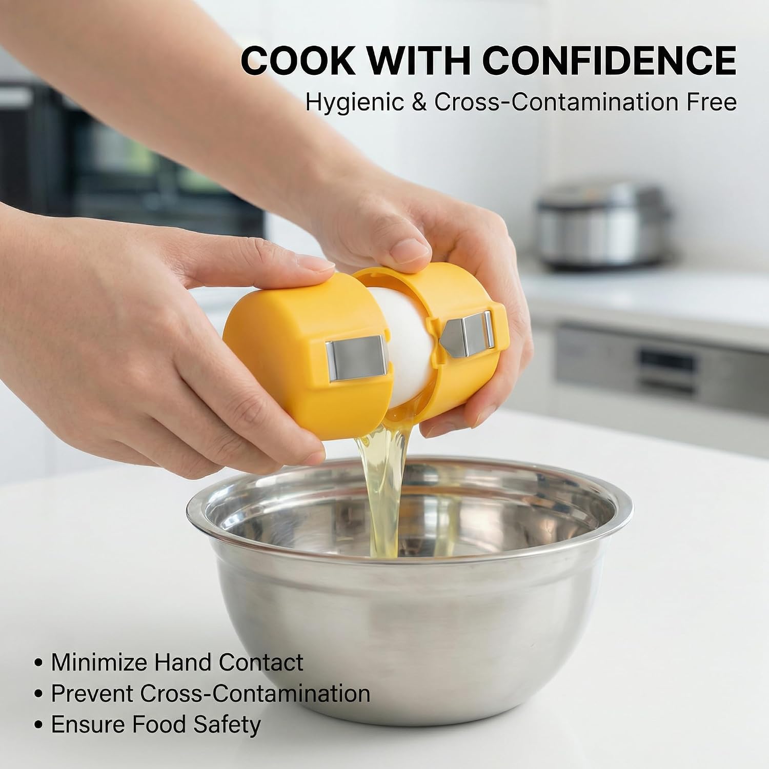 Premium PP Egg Shell Opener & Egg Cracker, Multifunctional Egg Peeler & Egg Opener Tool for Raw Eggs, Quick Clean Crack Egg Opener for Home Kitchen Gadgets (Yellow) image 5