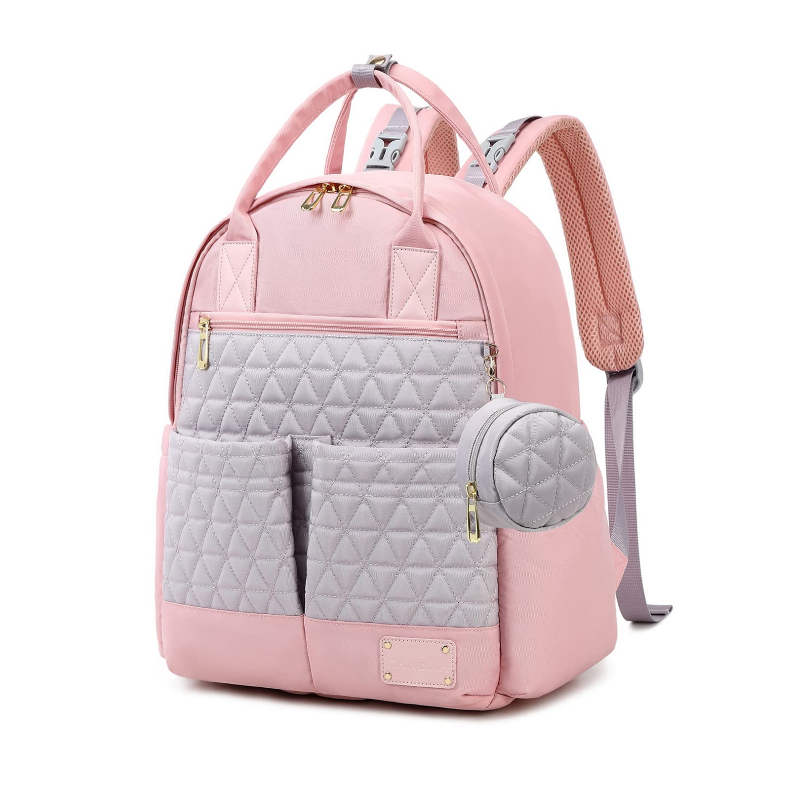 SONARIN Multifunctional Lightweight Diaper Bag Backpack,Large Capacity Travel Nappy Changing Bag Mommy Bag with Pacifier Bag(Pink)