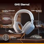 Glorious GHS Eternal - Casque de jeu stéréo pour PC, PS5, PS4, Xbox, Commuter - Conducteurs à angle tuméfié personnalisés, micro amovible en cristal réglable, 3.5mm - Durable, toute la journée / nuit confort - blanc