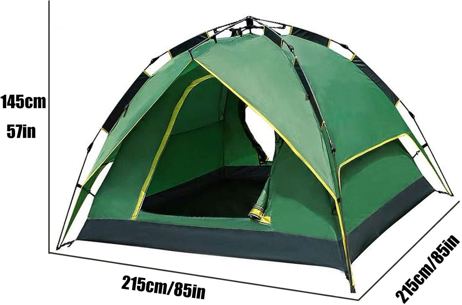 Automatic Dome Tent, Double Layer Pop Up Tents for 3 to 4 Person, Waterproof Camping Tents with 2 Doors Ventilated Mesh Window, for Hiking Camping Outdoor