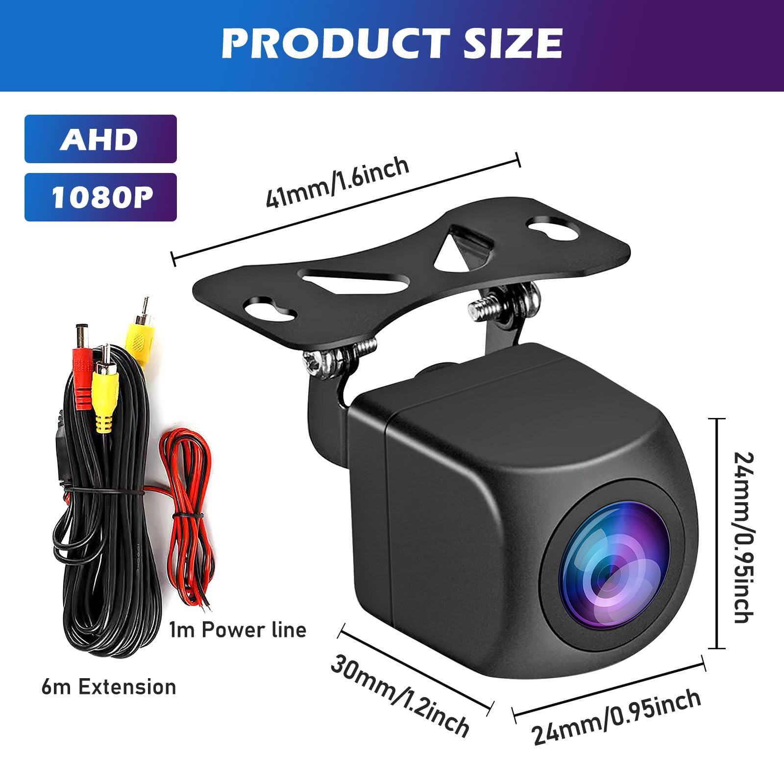 Telecamera di Retromarcia AHD 1080P, Grandangolo Super 180°, Impermeabile IP68, Universale per Auto, SUV, Camper, Camion