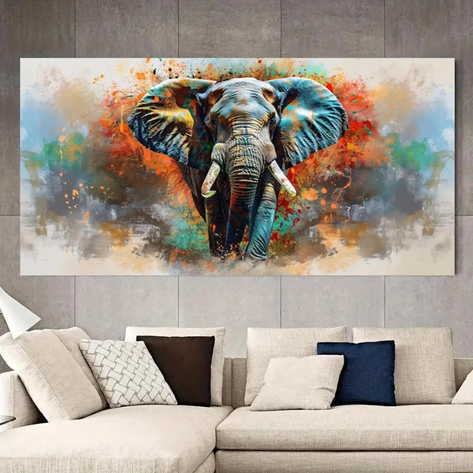 Toile d'éléphant colorée 50x100 cm pour réveiller un mur blanc - 6