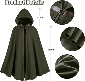 Renaissance Hooded Cape Medieval Costumes with Hood Cloak Halloween Costume