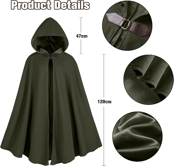 Renaissance Hooded Cape Medieval Costumes with Hood Cloak Halloween Costume