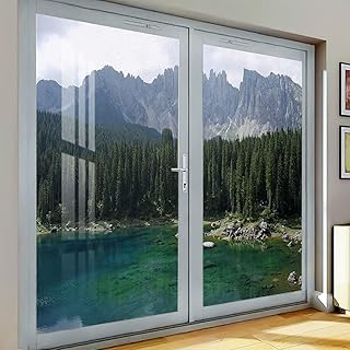 Window Film, Vinyl Clings,Static Door Window Covering, Tinted Window Decals, Frosted Privacy, Self-Adhesive, Aerial View Pines Lake 11.8Wx23.6L-inch x2 Pcs