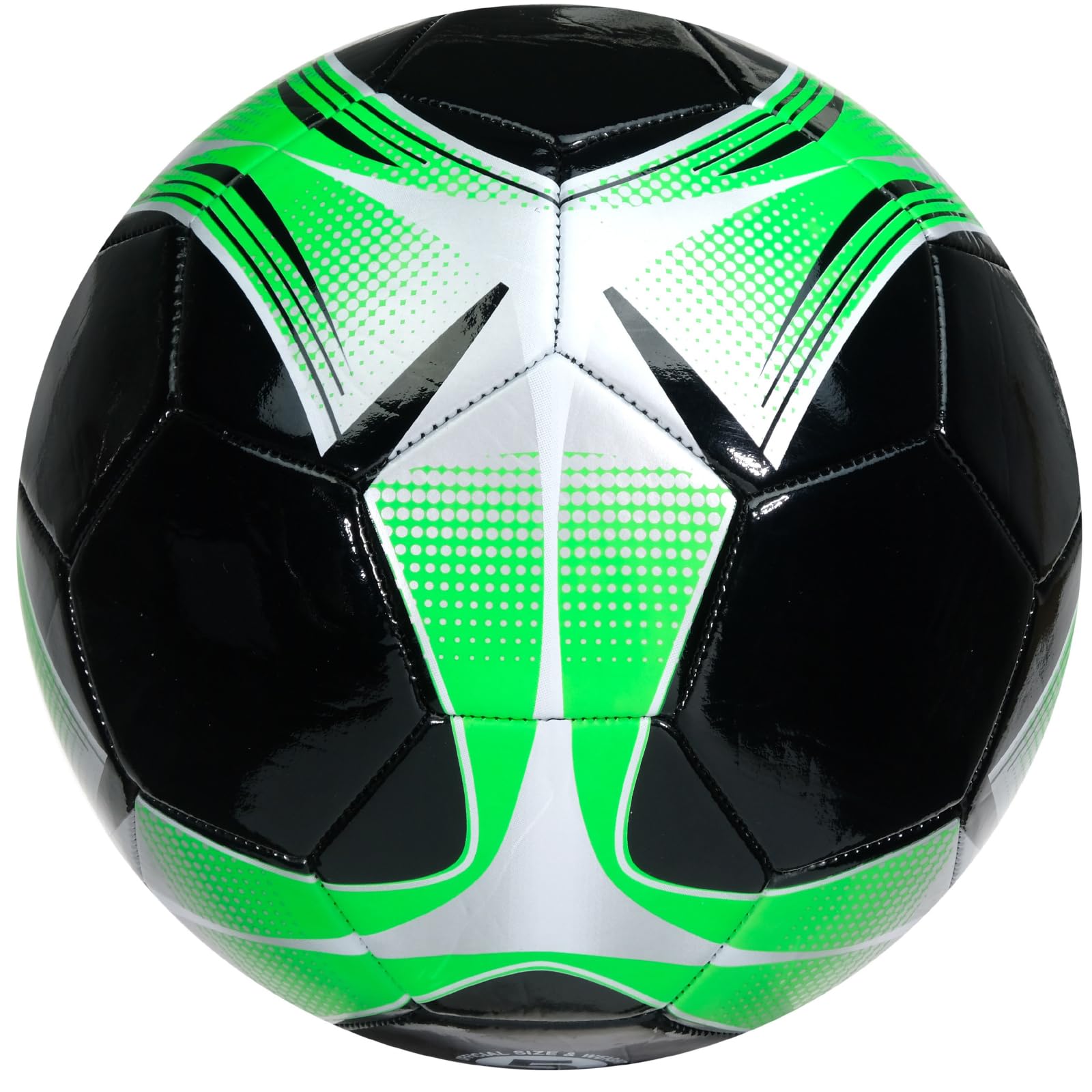 Xcello Sports Balón de fútbol (negro/verde/plata, blanco/verde/plateado) con bomba, tamaño 3, 4 o 5 y 2, 6, 12 o 24 paquetes