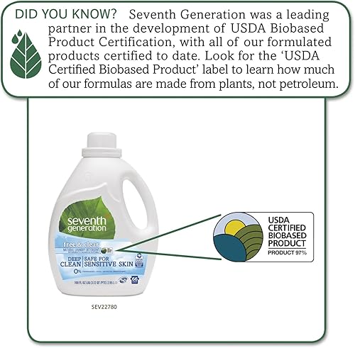 Miniatura 2 de Seventh Generation 44724 Detergente líquido natural para ropa, libre y transparente, 66 cargas, botella de 100 onzas (caja de 4)