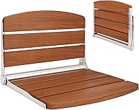 Teak Wood Folding Shower Seat Wall Mounted - 400lbs Capacity Foldable Bench for Small Bathrooms, Seniors & Elderly