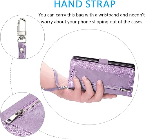 Miniatura 74 de UEEBAI Funda para Samsung Galaxy S21 FE 5G, 9 ranuras para tarjetas, cartera de cuero retro a prueba de golpes, con correa de mano, ranuras