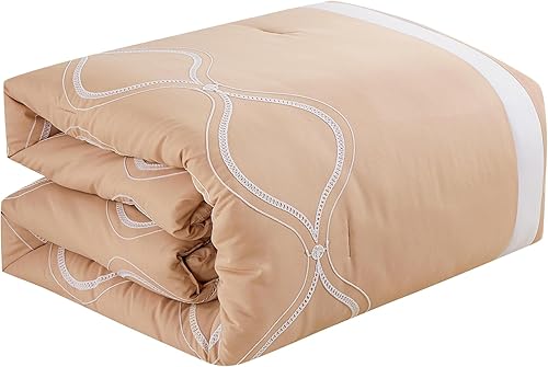 Miniatura 6 de ESCA Bed-in-a-Bag - Juego de sábanas y edredón con bordado de melocotón Kineta de 9 piezas, Oeko-TEX Standard 100, tamaño Queen