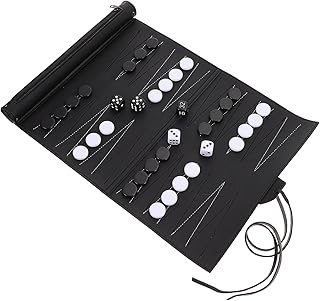 LIOOBO ポータブルチェスボード PU製 折りたたみ式 インターナショナルチェスゲームアクセサリー バックギャモンボード 1個 家庭用ゲーム用