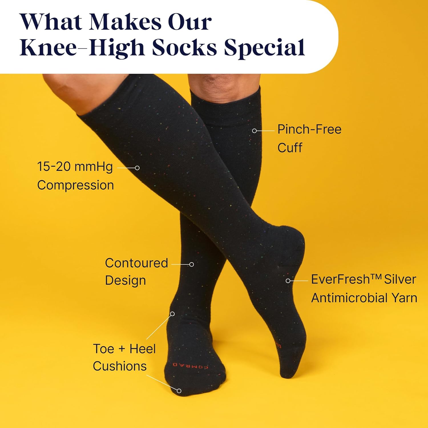 Comrad Premium Cotton Knee High Socks - 15-20mmHg Graduated Compression Socks - Soft & Breathable, Unisex