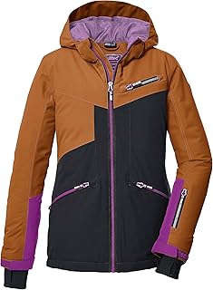 killtec Girl's Ksw 117 Grls Jckt Ski Functional Jacket with Hood and Snow Guard, Brown, 164 (EU)