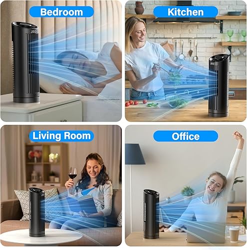 Miniatura 7 de JRD Ventilador de torre de 13 pulgadas para dormitorio, ventilador de escritorio sin aspas de 23 pies con 3 velocidades, oscilación de 80 grados,