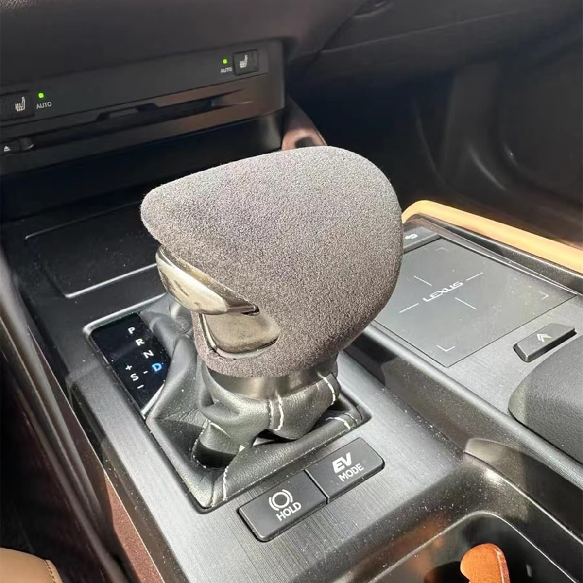 ZiWen Interior Trim Suede Center Gear Shift Knob Cover Accessories for Lexus ES UX 250 250h 300h 350 2019 2020 2021 2022 2023 2024 2025 F Sport (Suede Black)