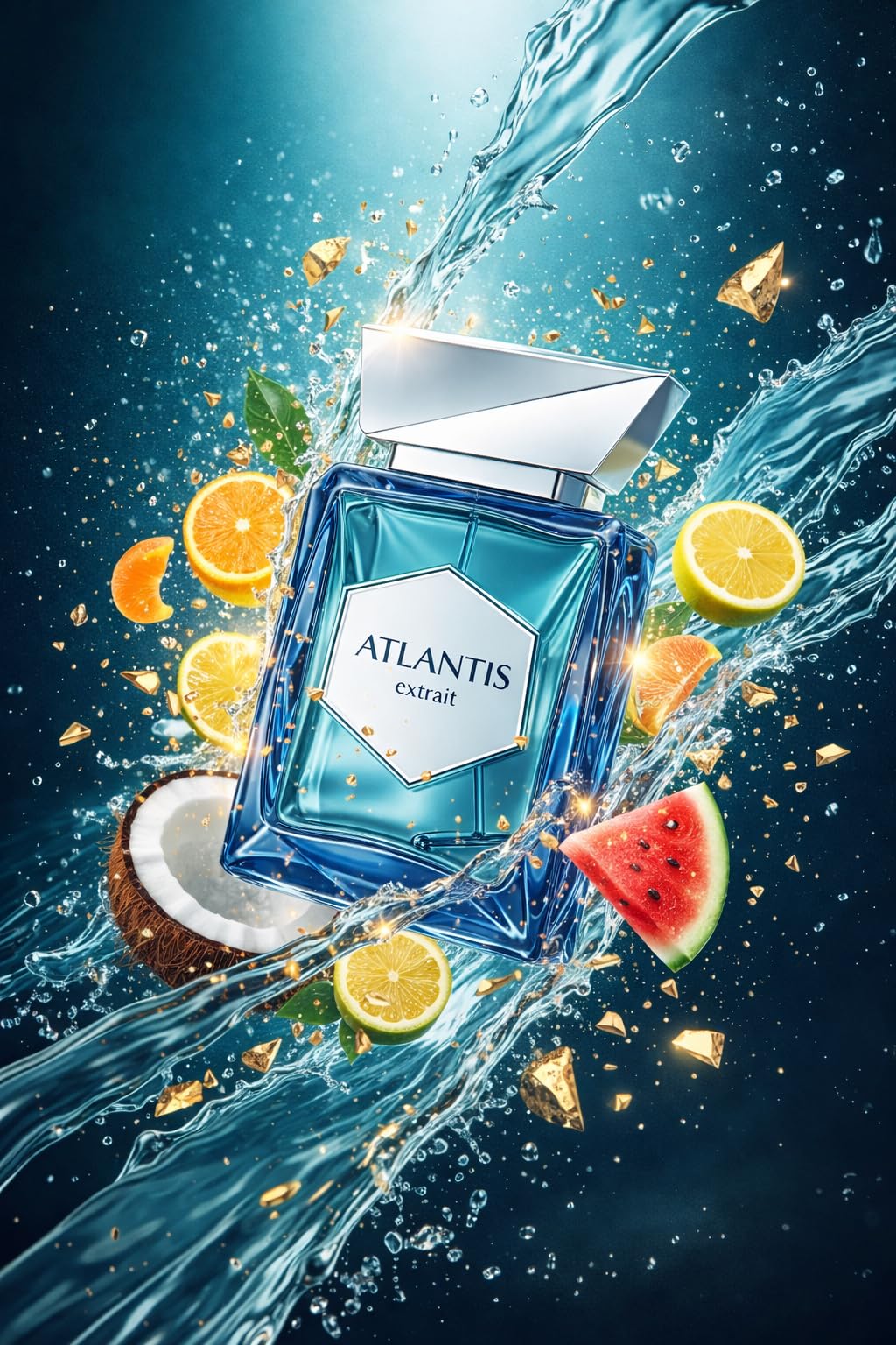 ATLANTIS EXTRAIT Perfume Unisex 100ml – Fragancia Fresca Tropical con Coco, Sandía y Ámbar Gris – Aroma Veraniego, Moderno y Duradero + Atomizador Drikanbest de Regalo